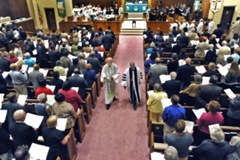 Bishops Hanson and Walker depart the Covenant Service