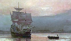 Mayflower in Plymouth Harbor by William Halsall